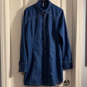 Free People Dark Denim Shirt Dress